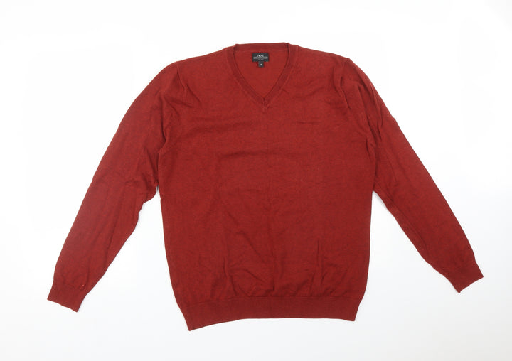 NEXT Mens Brown Cotton T-Shirt Size M V-Neck
