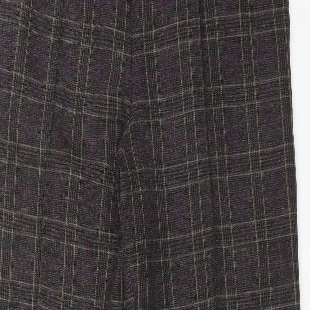 M&S Womens Multicoloured Plaid Polyester Trousers  Size 14 L29 in Regular