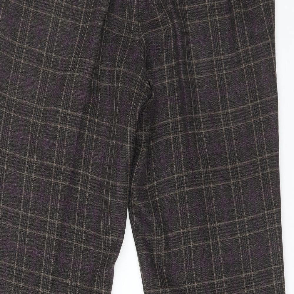 M&S Womens Multicoloured Plaid Polyester Trousers  Size 14 L29 in Regular