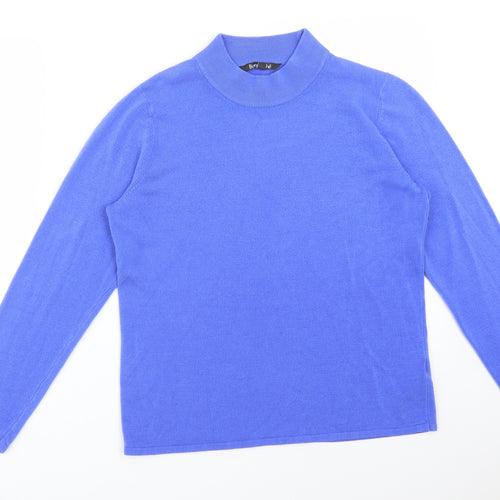 BONMARCHE Womens Blue  Acrylic Basic T-Shirt Size 18 Mock Neck