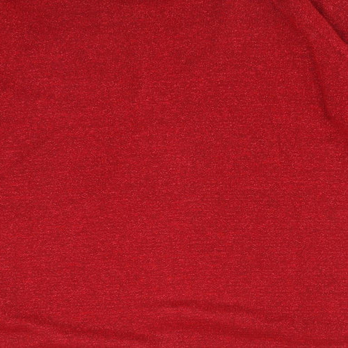 BM Womens Red Round Neck  Acrylic Cardigan Jumper Size M