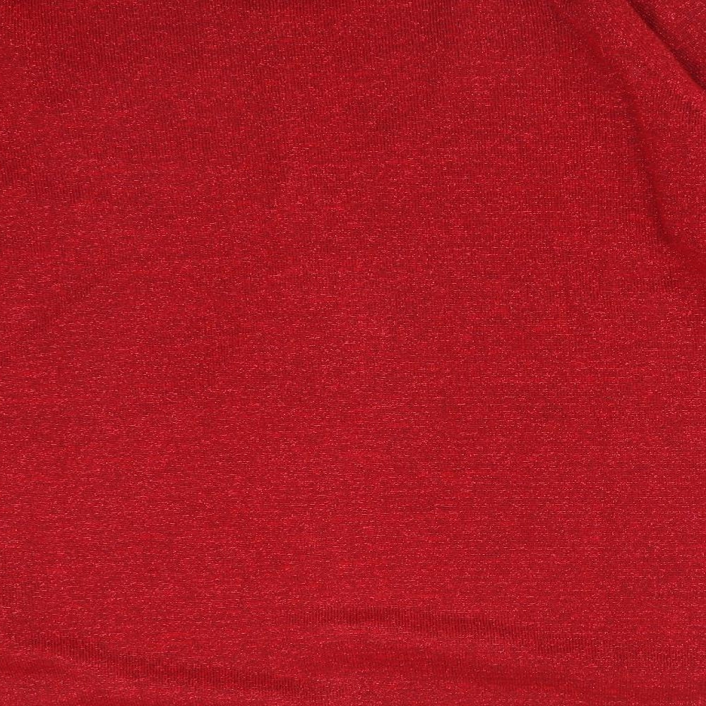 BM Womens Red Round Neck  Acrylic Cardigan Jumper Size M