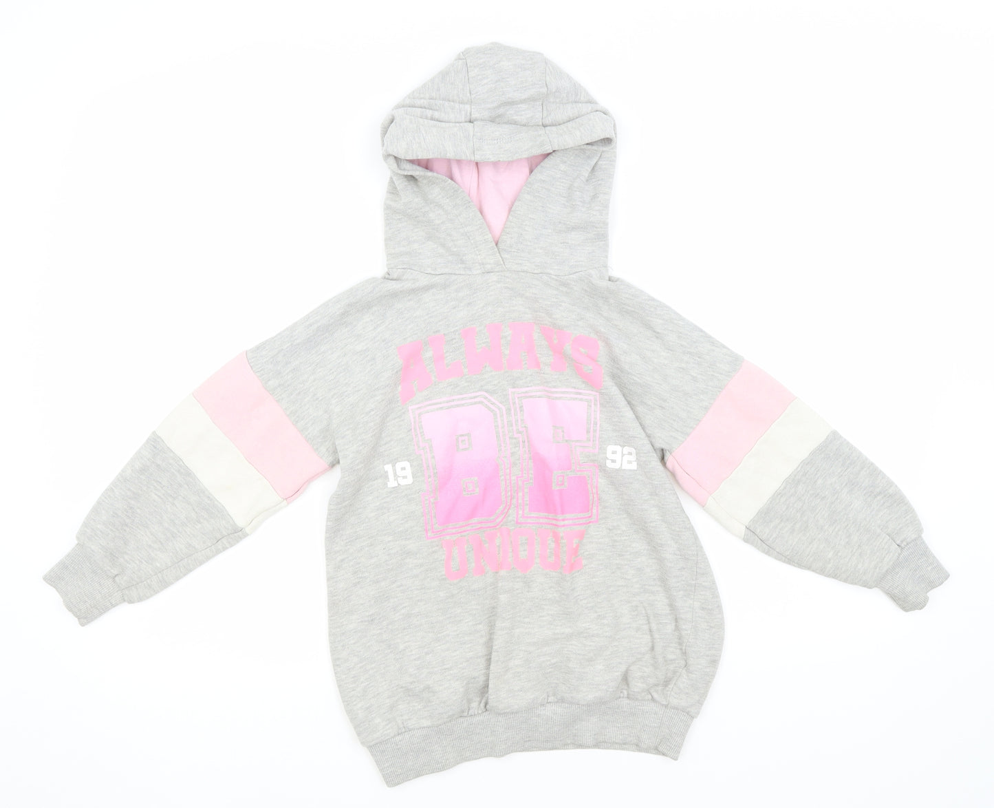 F&F Girls Grey  Cotton Pullover Hoodie Size 7-8 Years   - Always Be Unique