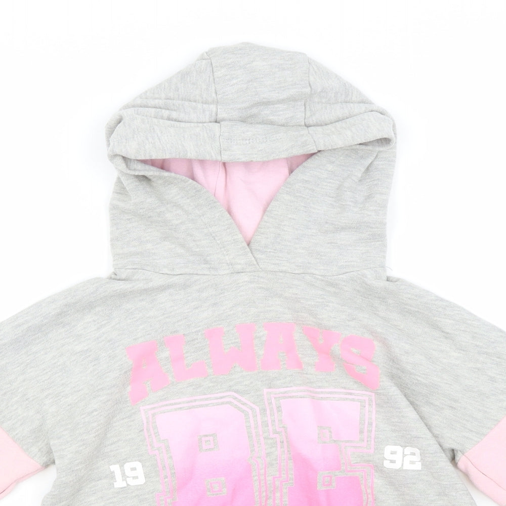 F&F Girls Grey  Cotton Pullover Hoodie Size 7-8 Years   - Always Be Unique