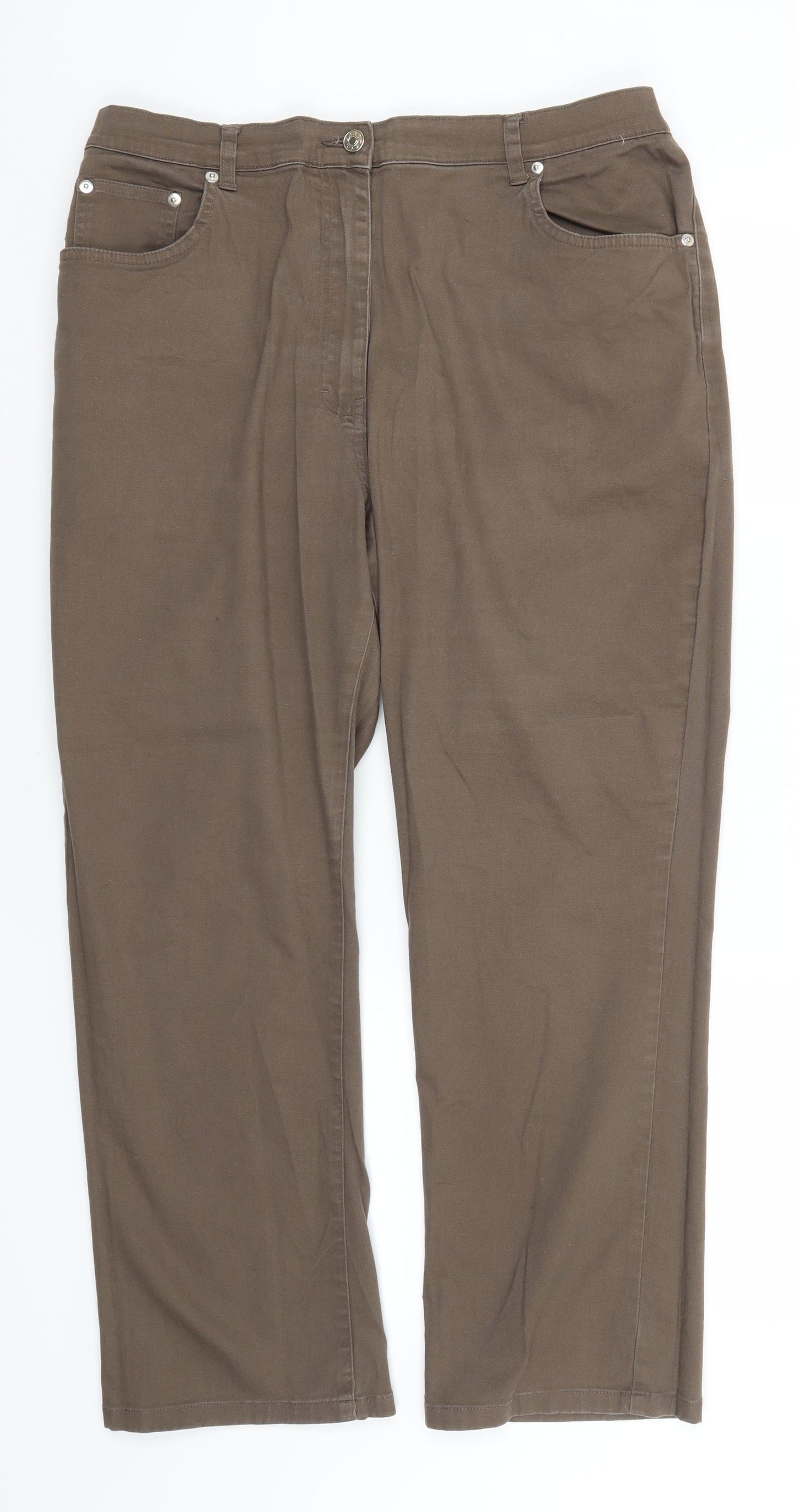 Preworn Womens Brown  Cotton Trousers  Size 18 L27 in Regular
