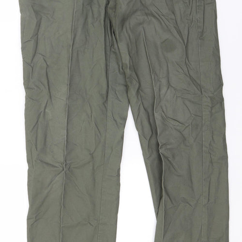 Marks and Spencer Womens Green  Cotton Trousers  Size 32 in L30 in Regular