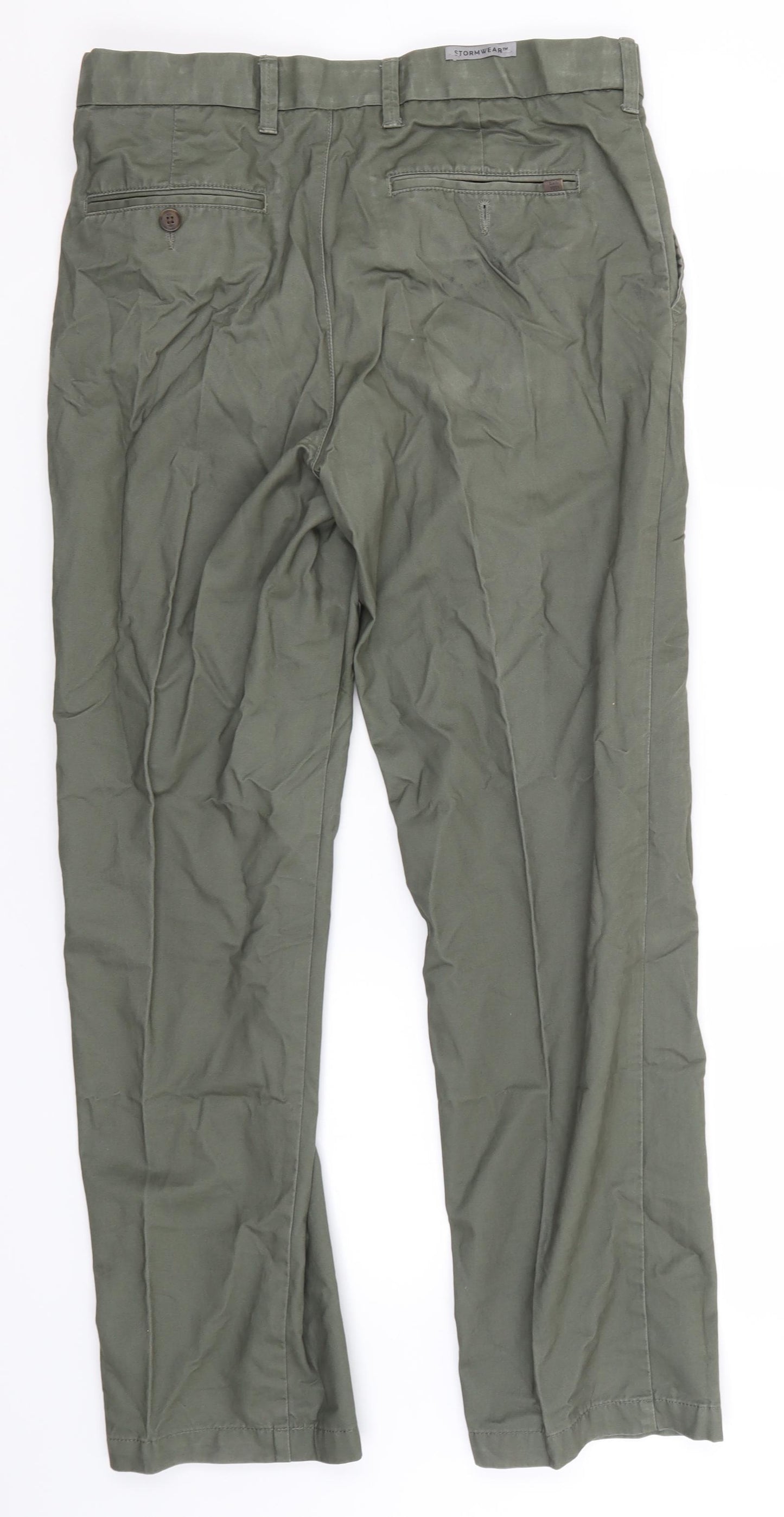 Marks and Spencer Womens Green  Cotton Trousers  Size 32 in L30 in Regular