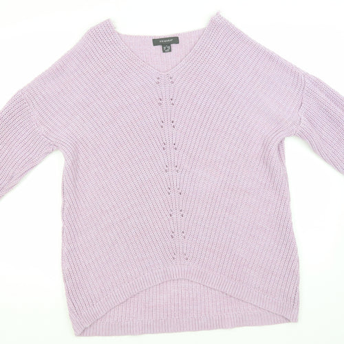Primark Womens Pink V-Neck  Acrylic Pullover Jumper Size 10
