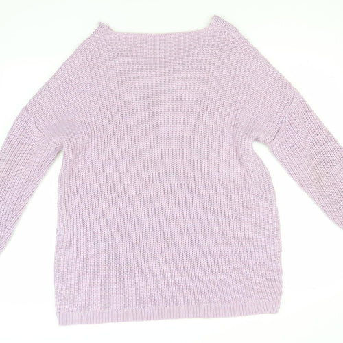 Primark Womens Pink V-Neck  Acrylic Pullover Jumper Size 10