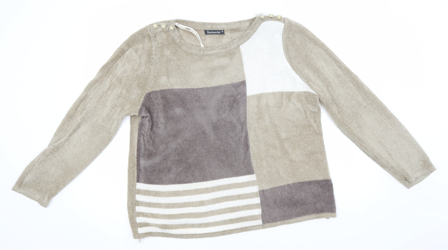 Bonmarché Womens Brown Round Neck  Acrylic Pullover Jumper Size M