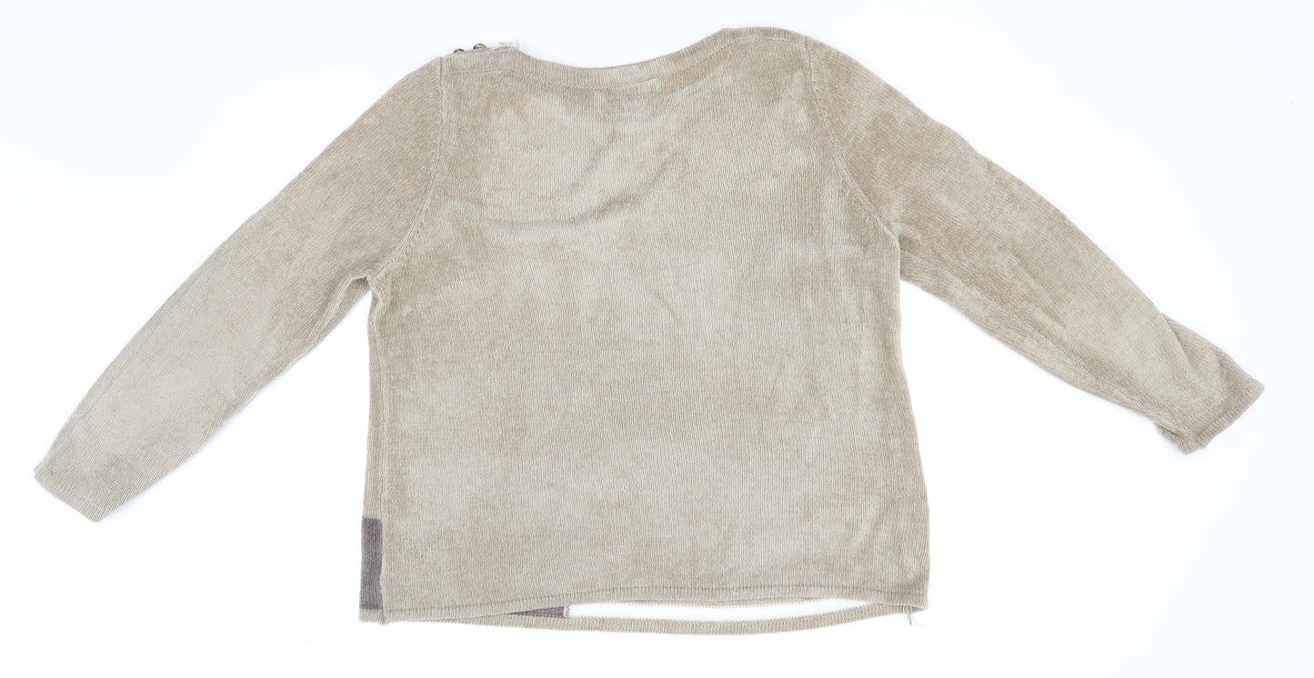 Bonmarché Womens Brown Round Neck  Acrylic Pullover Jumper Size M