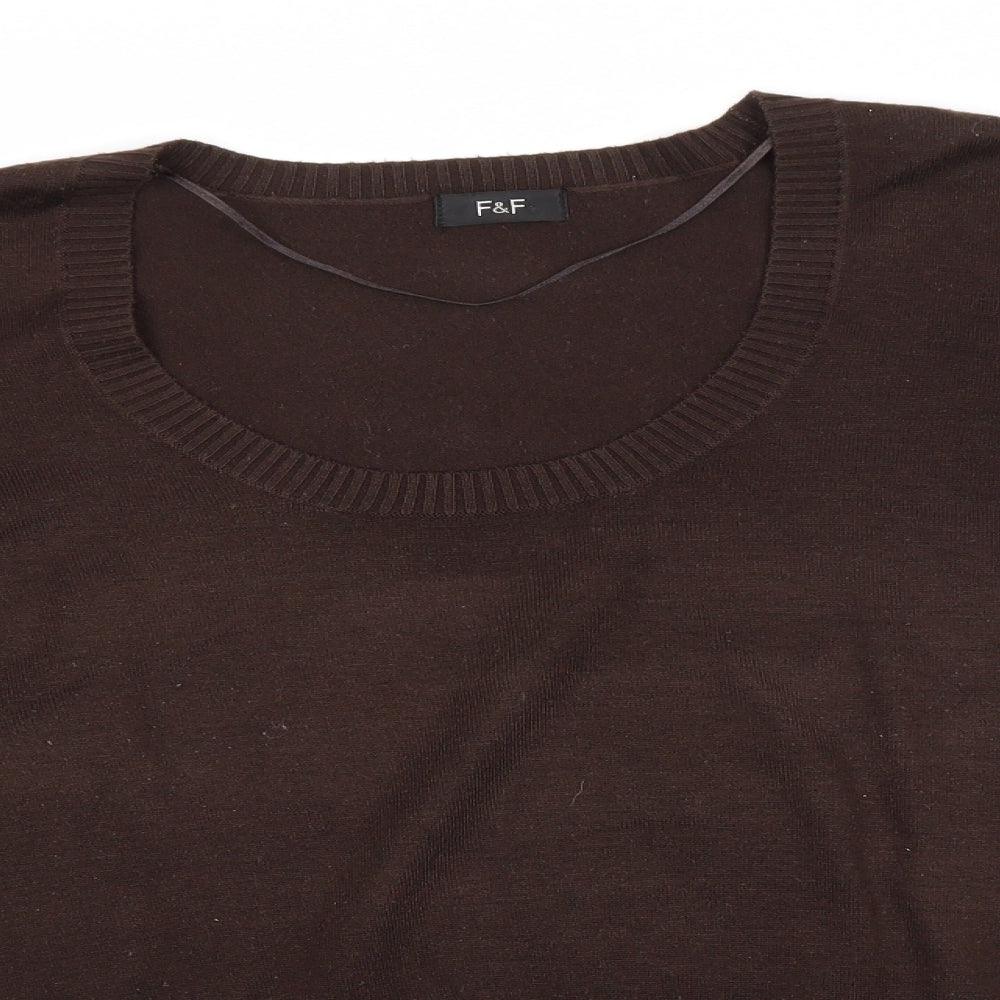 F&F Womens Brown Round Neck  Acrylic Pullover Jumper Size 16