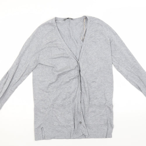 Papaya Womens Grey V-Neck  Viscose Cardigan Jumper Size 10