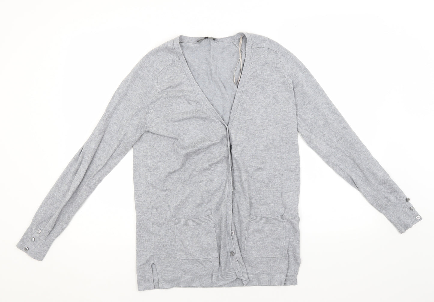 Papaya Womens Grey V-Neck  Viscose Cardigan Jumper Size 10