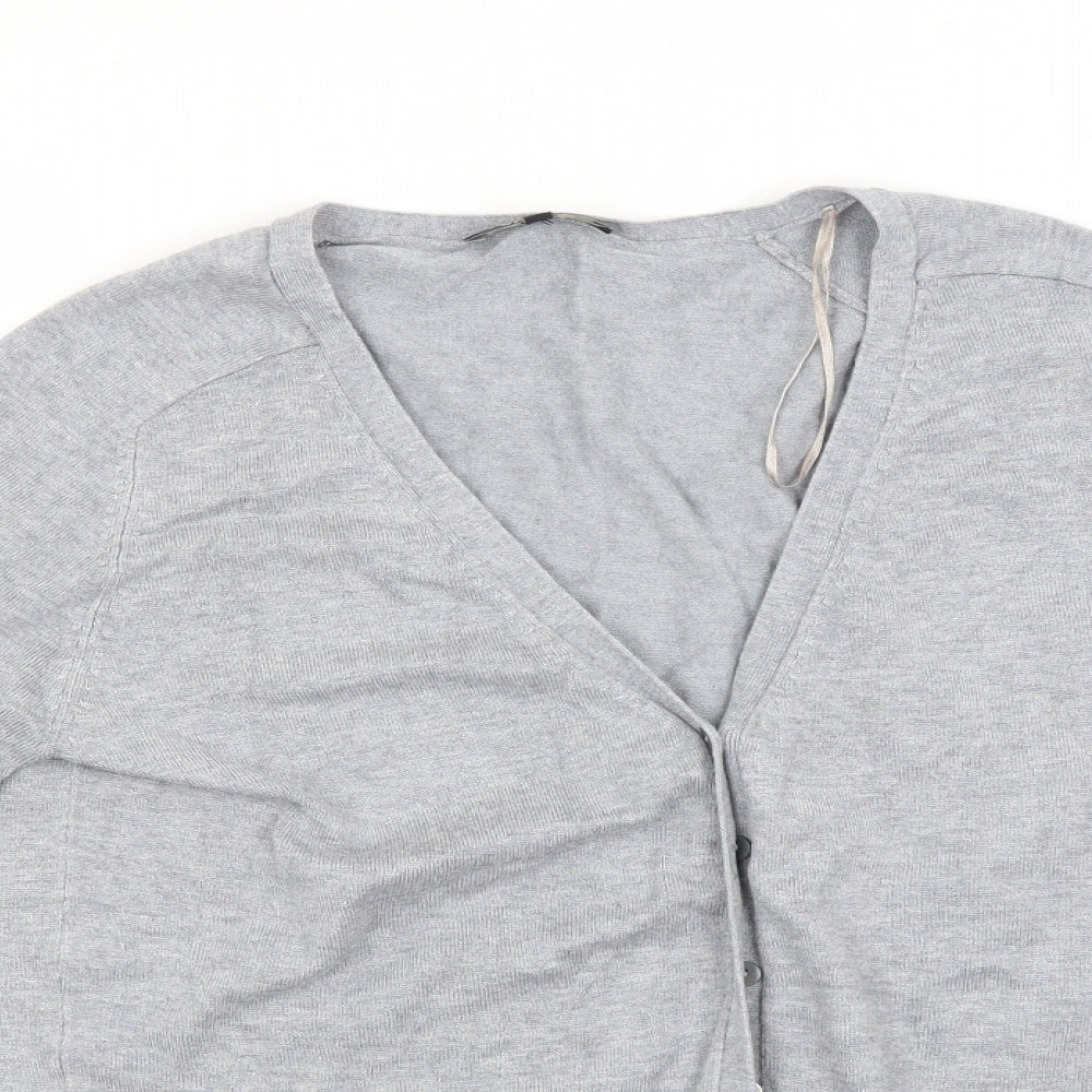 Papaya Womens Grey V-Neck  Viscose Cardigan Jumper Size 10