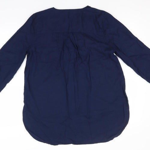 Marks and Spencer Womens Blue  Flax Basic Button-Up Size 12 V-Neck
