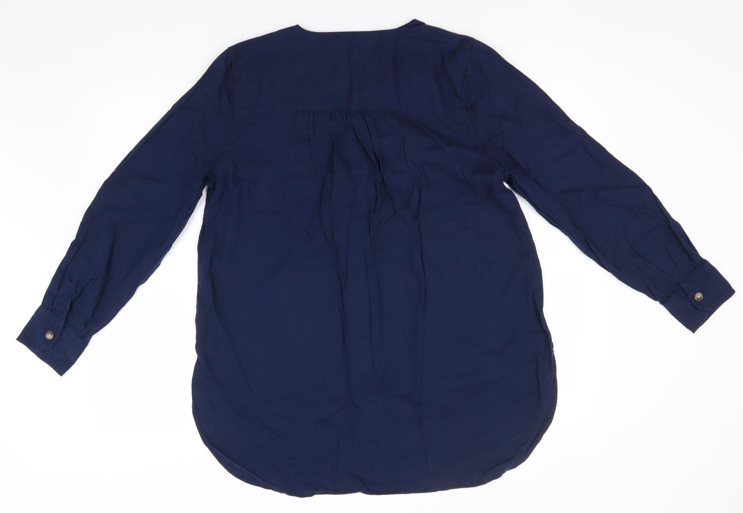 Marks and Spencer Womens Blue  Flax Basic Button-Up Size 12 V-Neck