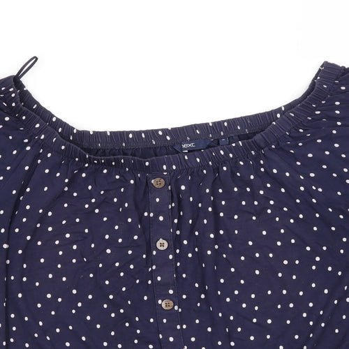 NEXT Womens Blue Polka Dot Viscose Basic T-Shirt Size 12 Scoop Neck