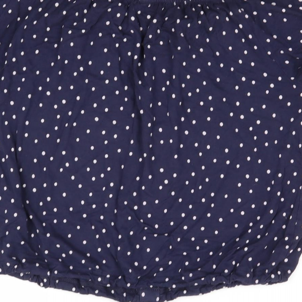 NEXT Womens Blue Polka Dot Viscose Basic T-Shirt Size 12 Scoop Neck