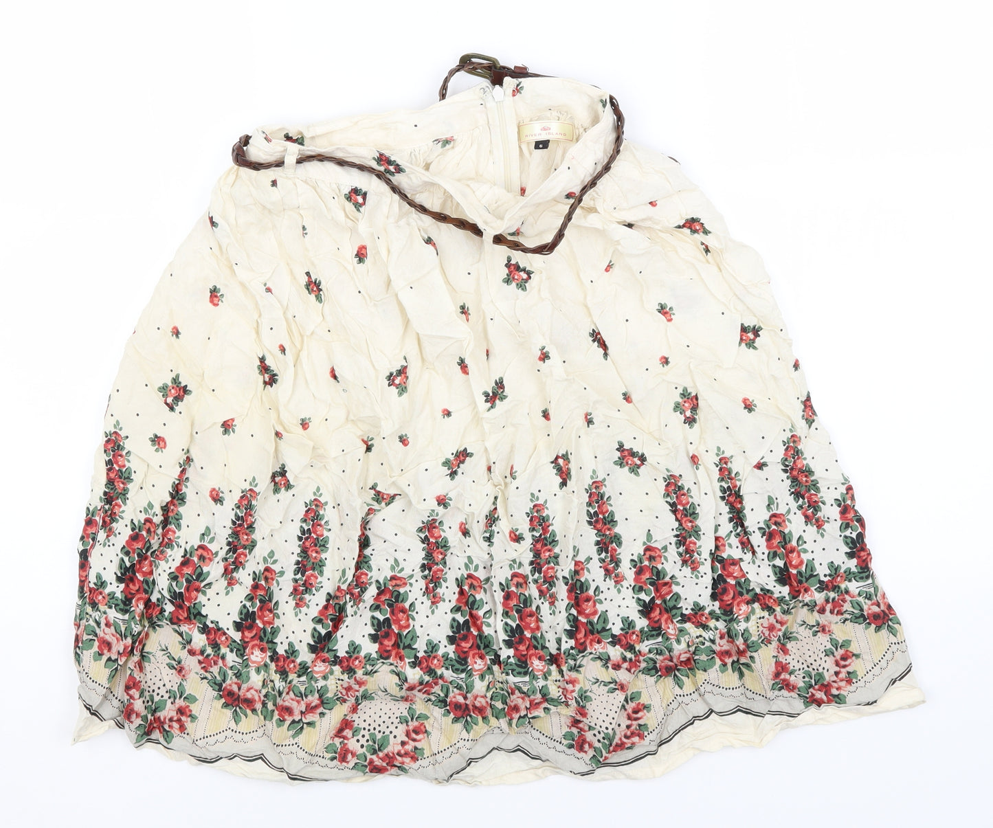 River Island Womens Ivory Floral Viscose A-Line Skirt Size 6