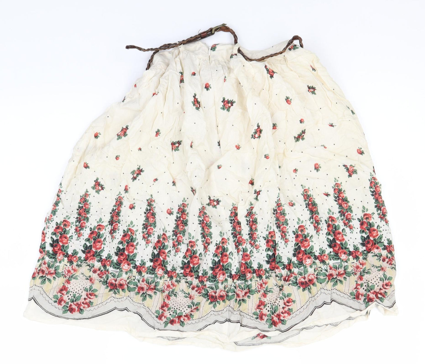River Island Womens Ivory Floral Viscose A-Line Skirt Size 6
