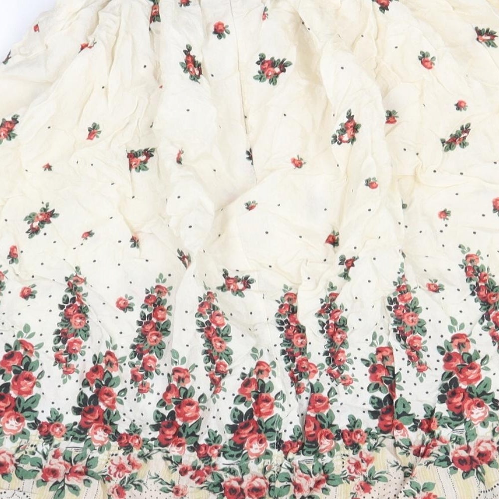 River Island Womens Ivory Floral Viscose A-Line Skirt Size 6