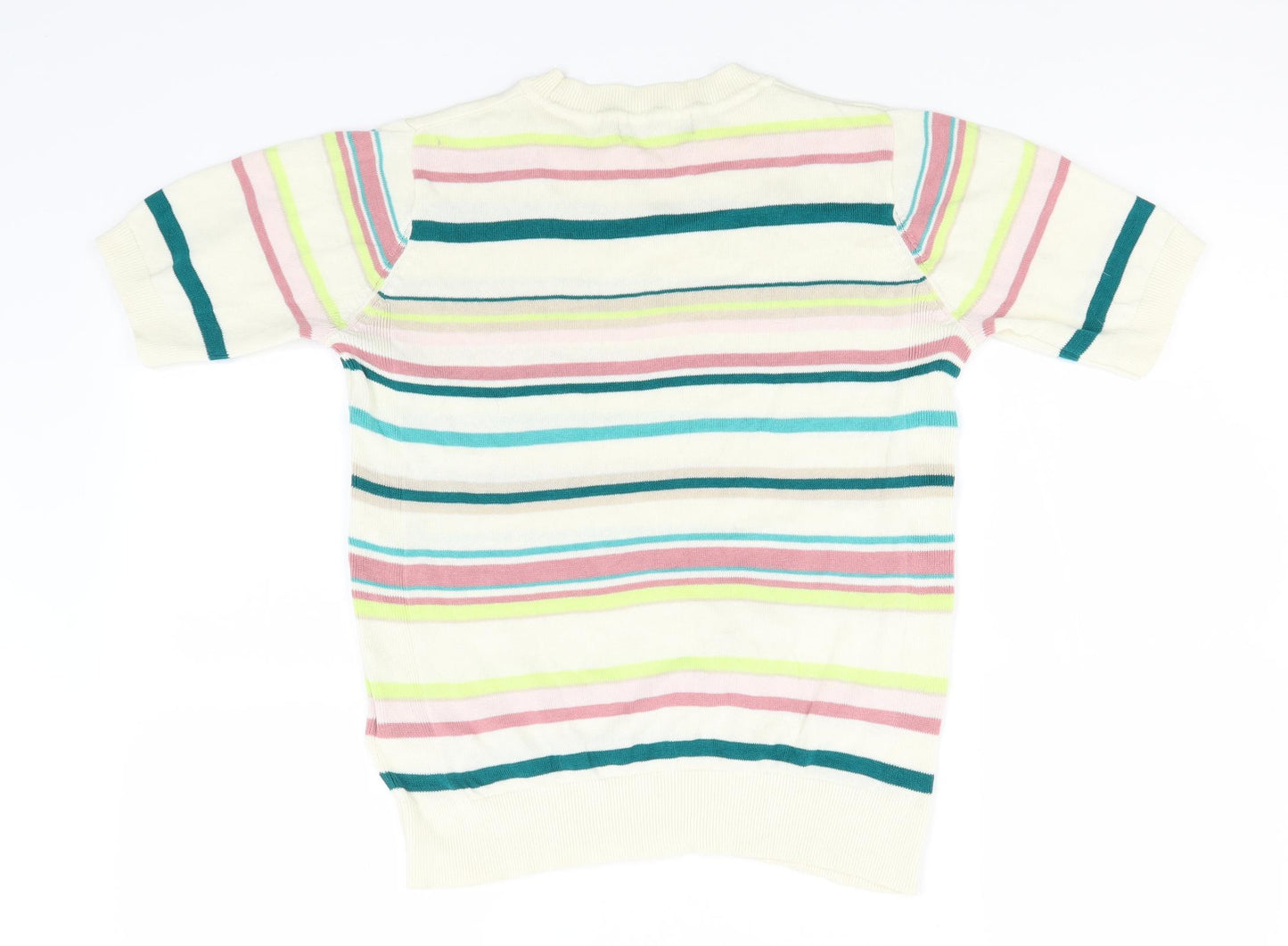 Marks and Spencer Womens Multicoloured Round Neck Striped Cotton Pullover Jumper Size 10