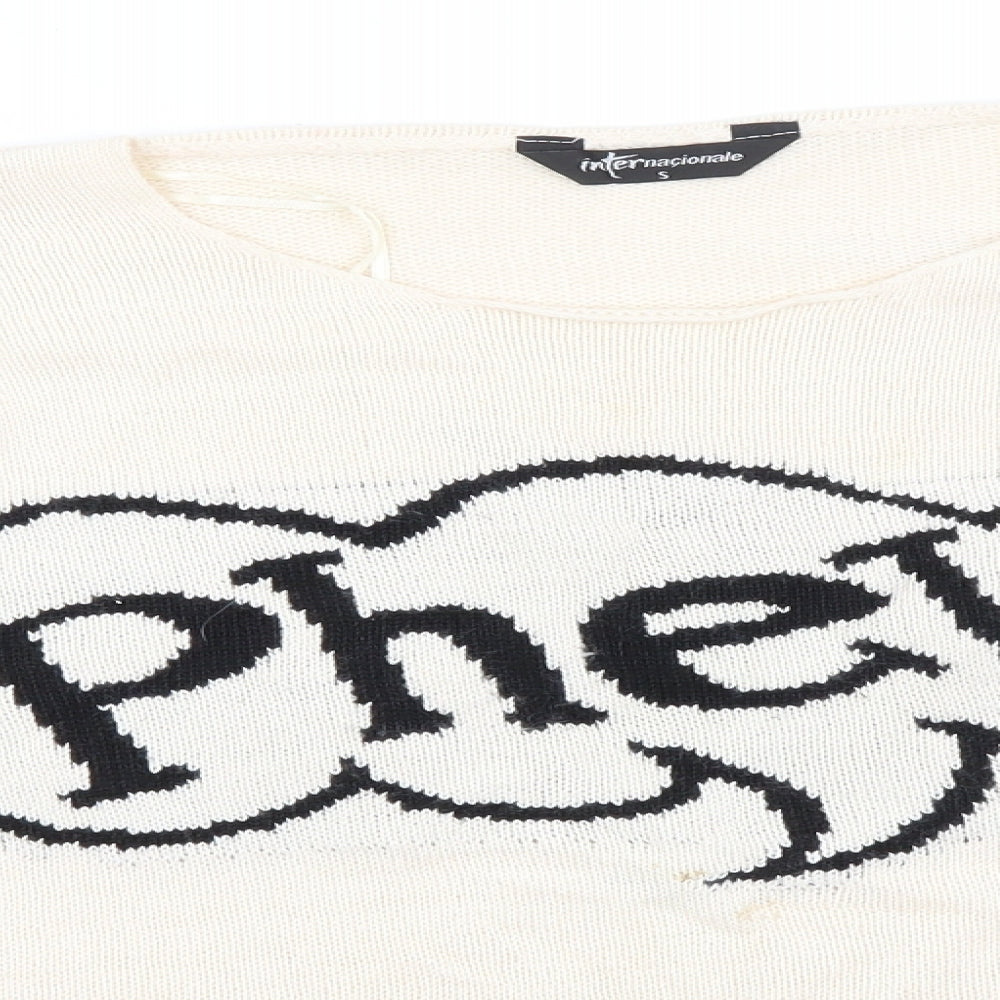 Internacionale Womens Ivory Round Neck  Acrylic Pullover Jumper Size S   - Phew...