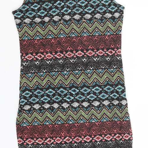 Atmosphere Womens Multicoloured Geometric Cotton Pencil Dress  Size 10  Round Neck