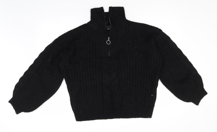 New Look Womens Black High Neck  Acrylic Pullover Jumper Size M