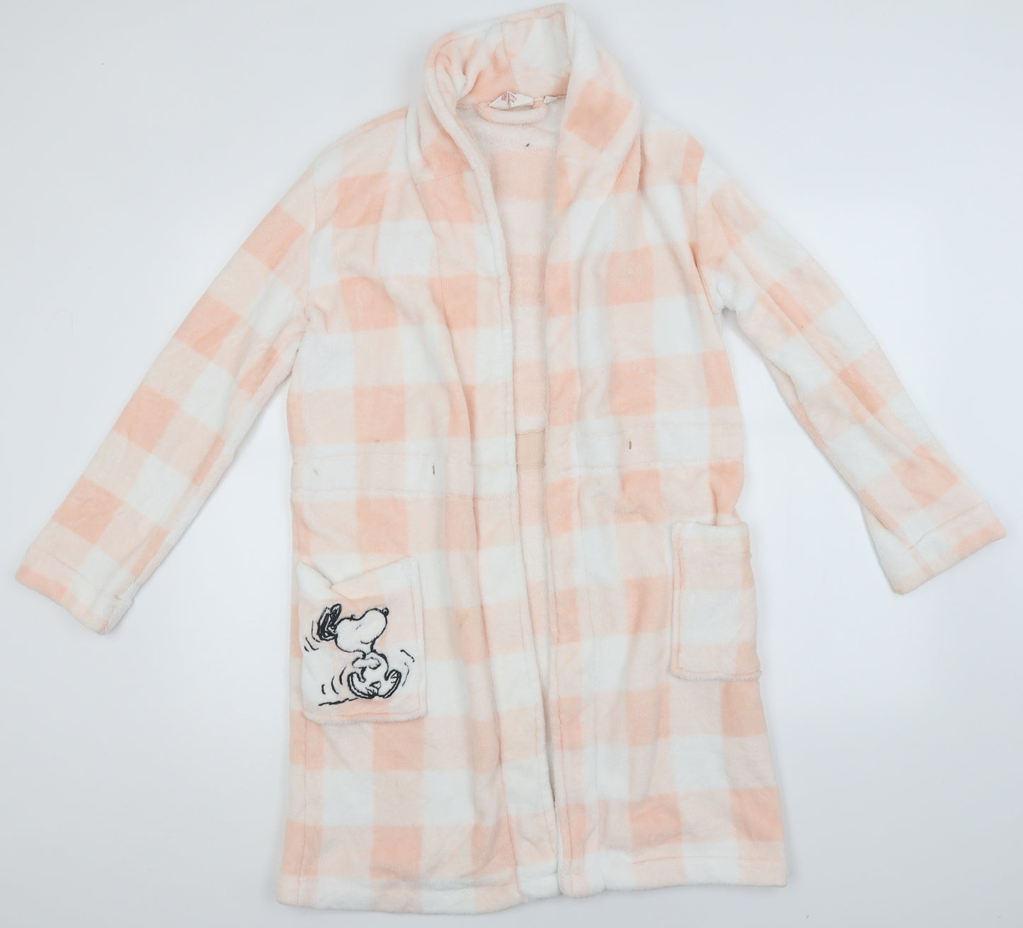 Peanuts Womens White Check Polyester  Gown Size M   - Snoopy