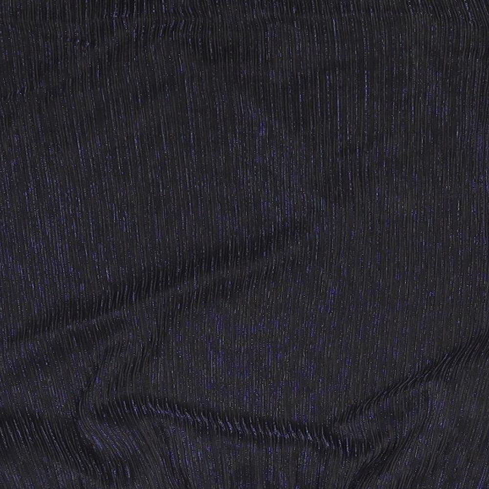 Preworn Womens Blue Striped Polyester Basic Blouse Size 10 Round Neck