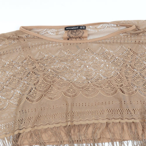 Atmosphere Womens Brown  Polyester Basic Blouse Size 12 Round Neck