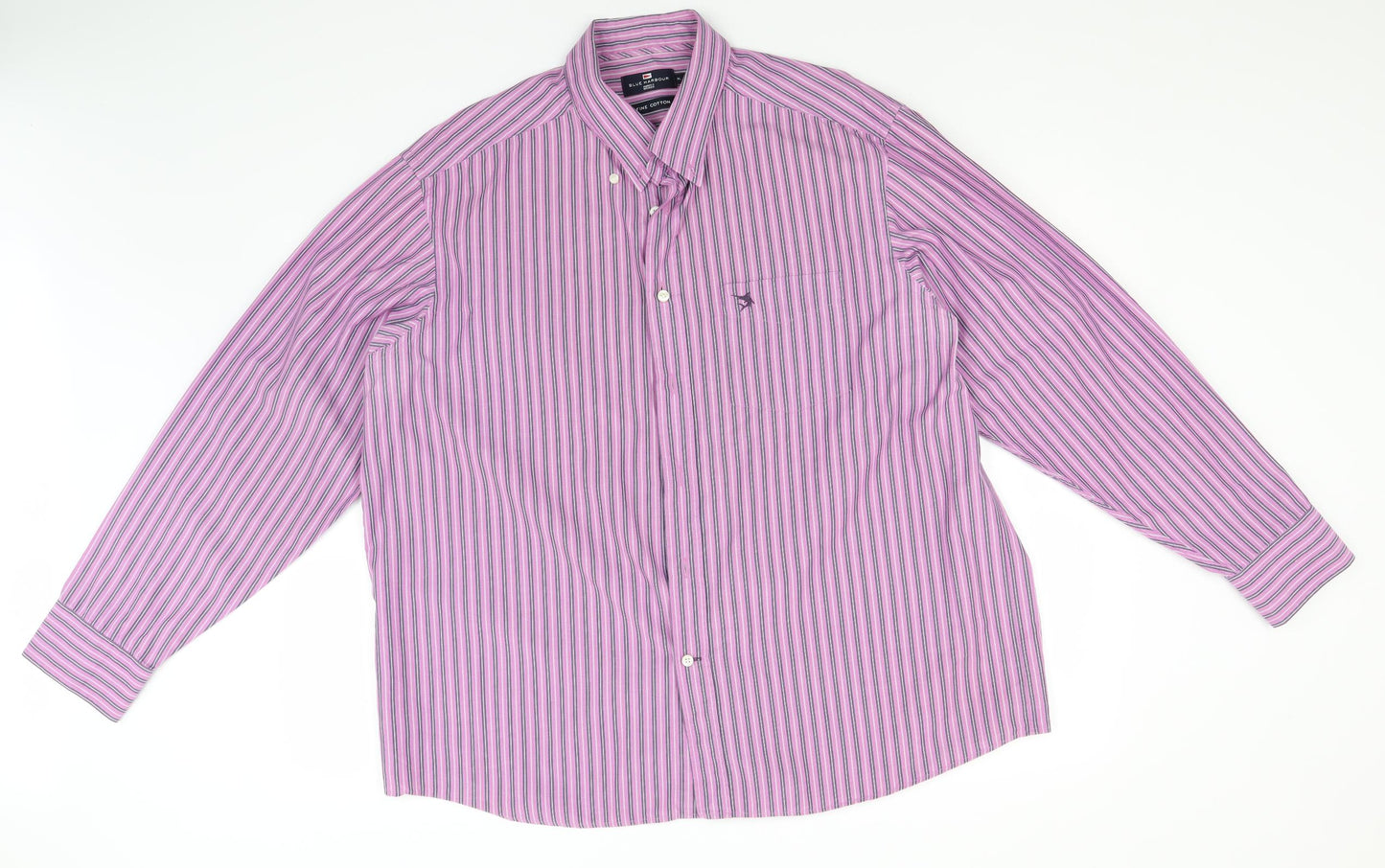 Blue Harbour Mens Blue Striped Cotton  Button-Up Size XL Collared