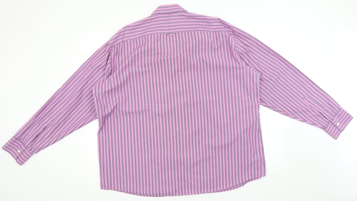 Blue Harbour Mens Blue Striped Cotton  Button-Up Size XL Collared