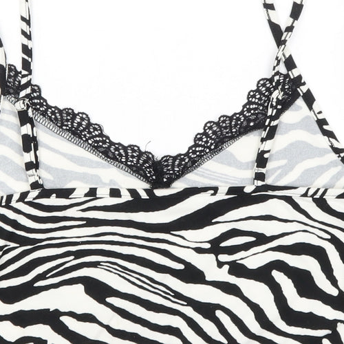 SheIn Womens White Animal Print Polyester Basic Tank Size S Off the Shoulder