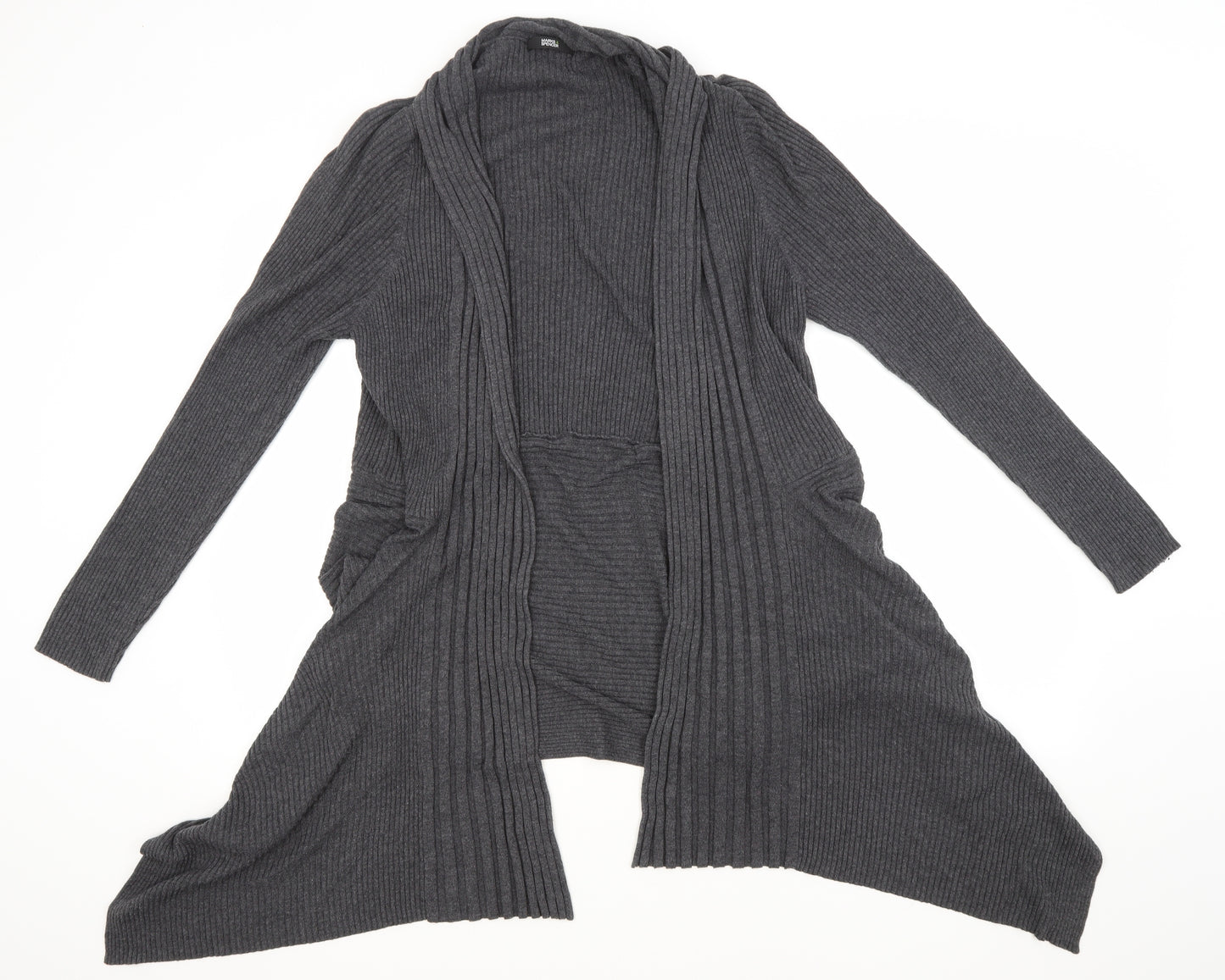 Marks and Spencer Womens Grey Round Neck  Polyamide Cardigan Jumper Size 24