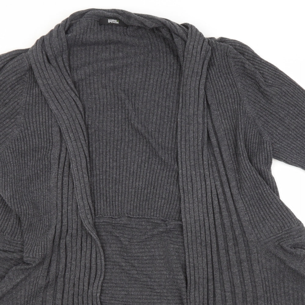 Marks and Spencer Womens Grey Round Neck  Polyamide Cardigan Jumper Size 24