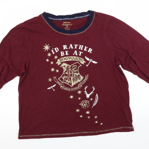 Harry Potter Womens Red  Cotton Basic T-Shirt Size 14 Round Neck - I'd Rather be at Hogwarts