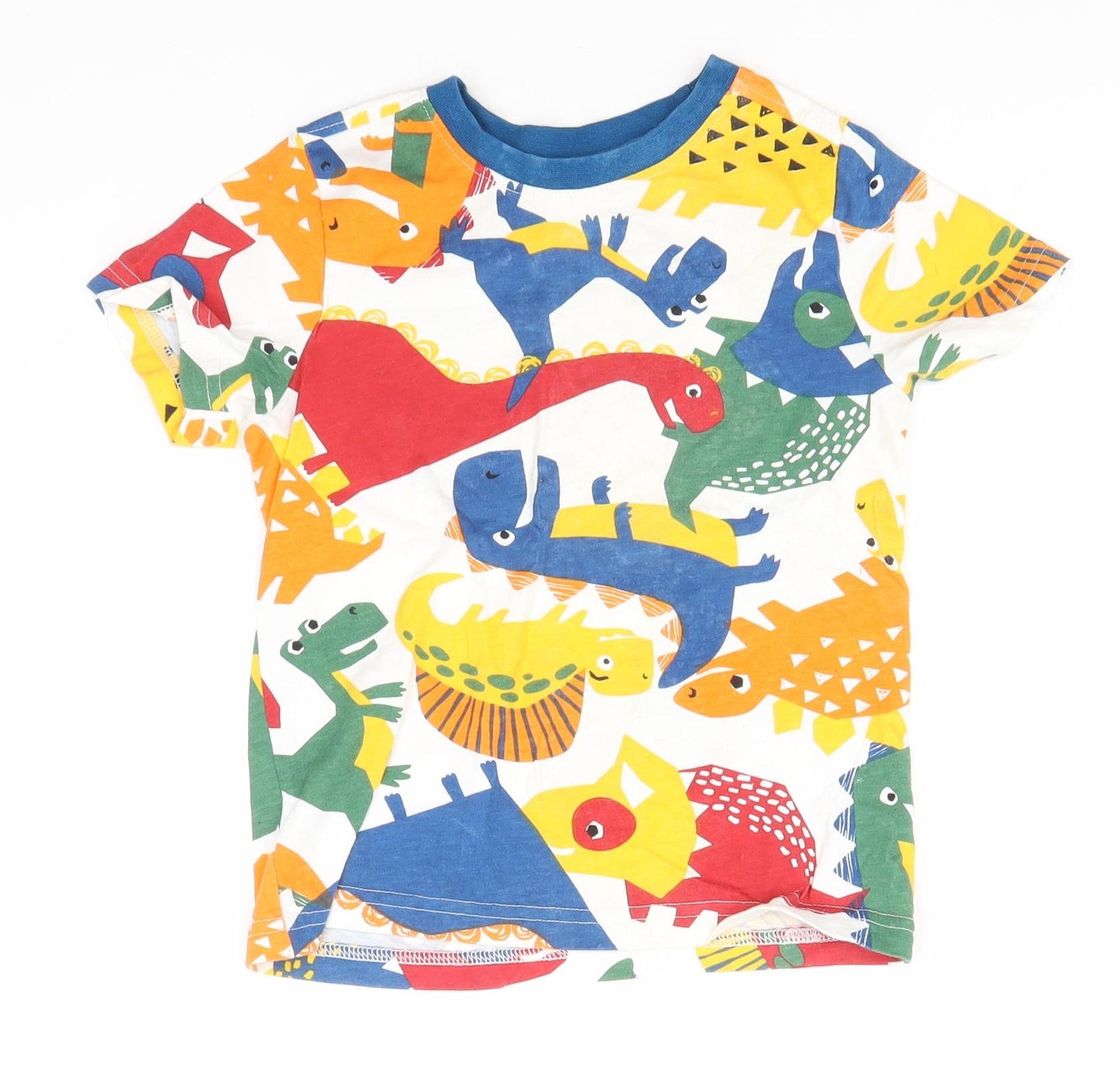 Nutmeg Boys White Animal Print Cotton Basic T-Shirt Size 3-4 Years Round Neck  - Dinosaurs