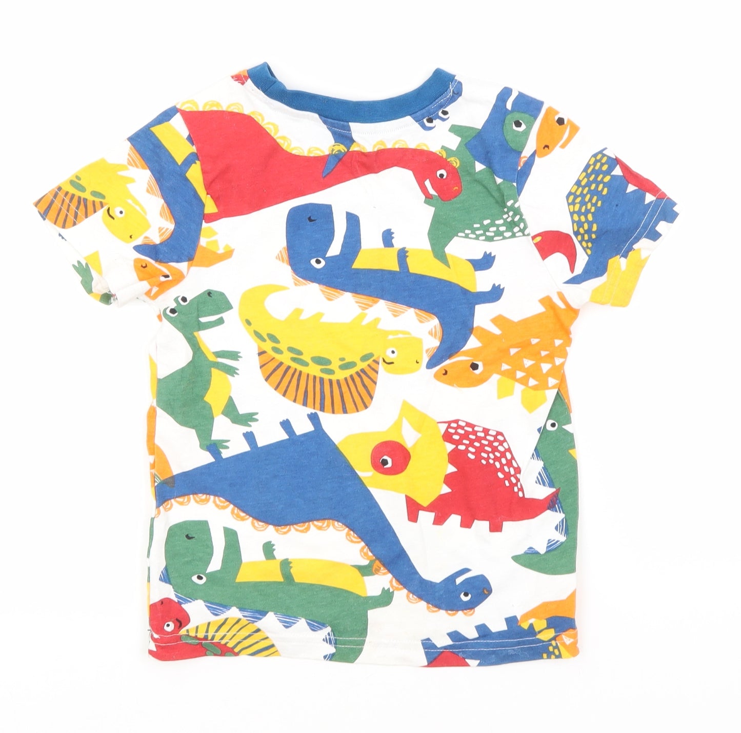 Nutmeg Boys White Animal Print Cotton Basic T-Shirt Size 3-4 Years Round Neck  - Dinosaurs