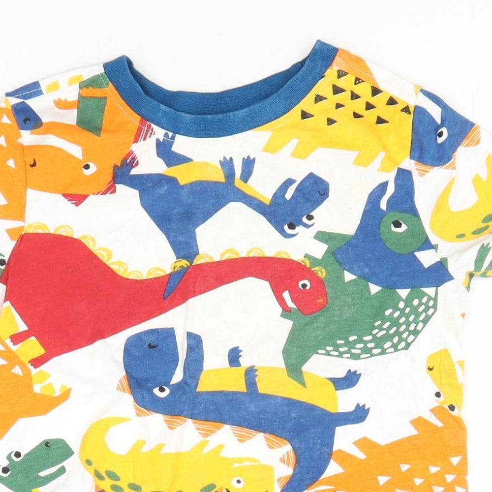 Nutmeg Boys White Animal Print Cotton Basic T-Shirt Size 3-4 Years Round Neck  - Dinosaurs