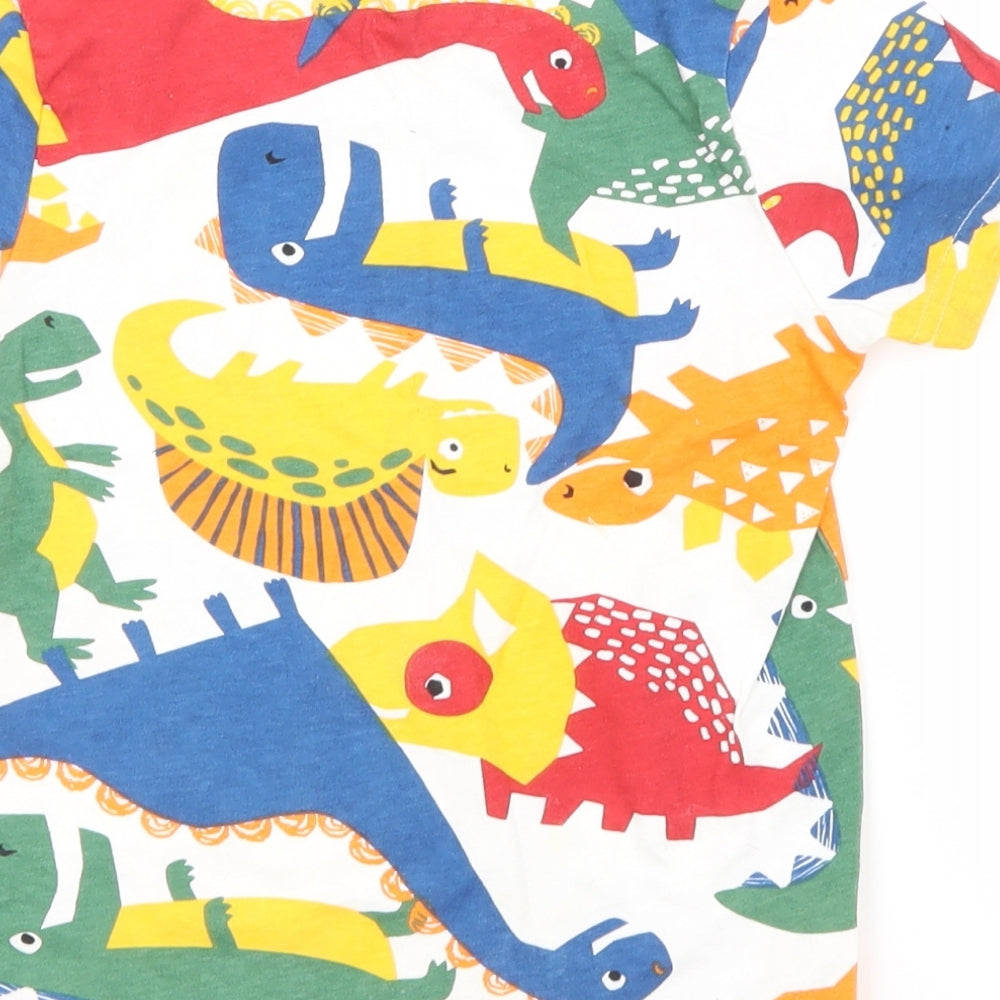 Nutmeg Boys White Animal Print Cotton Basic T-Shirt Size 3-4 Years Round Neck  - Dinosaurs