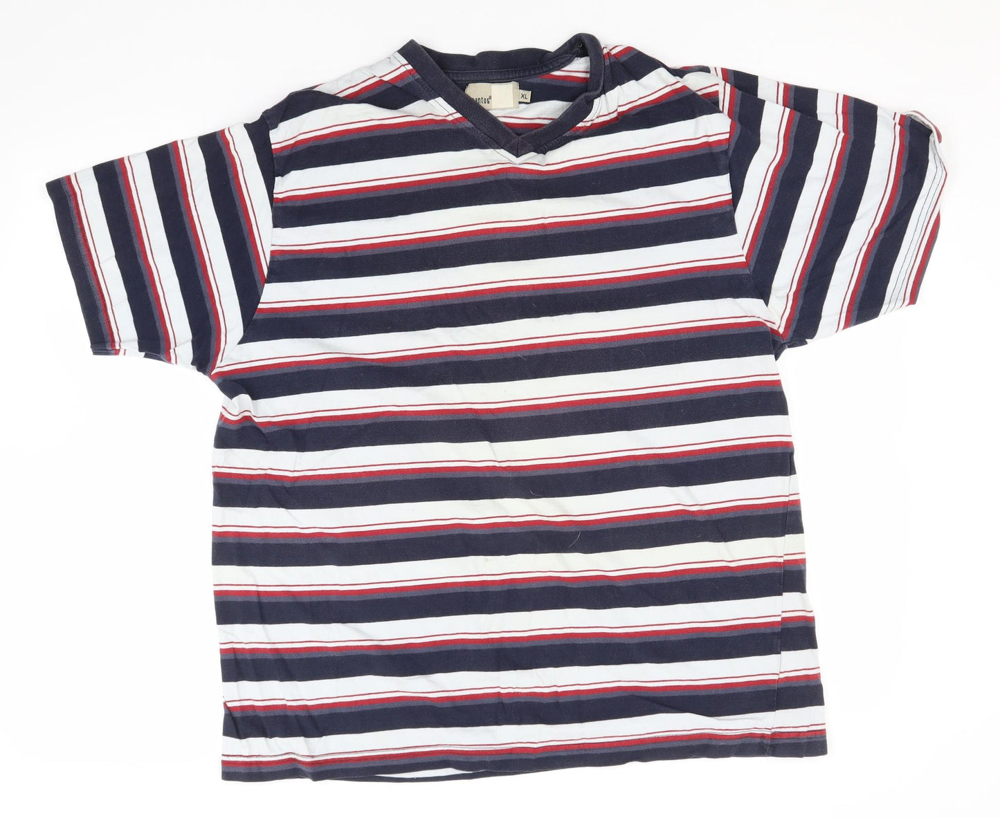 ZANTOS Mens Multicoloured Striped Cotton  T-Shirt Size XL Round Neck