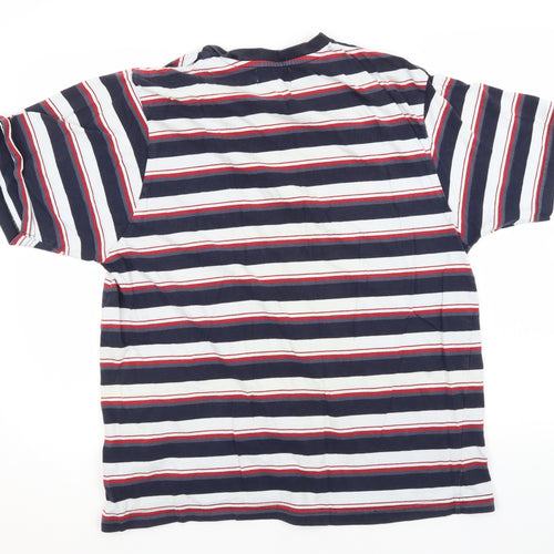 ZANTOS Mens Multicoloured Striped Cotton  T-Shirt Size XL Round Neck