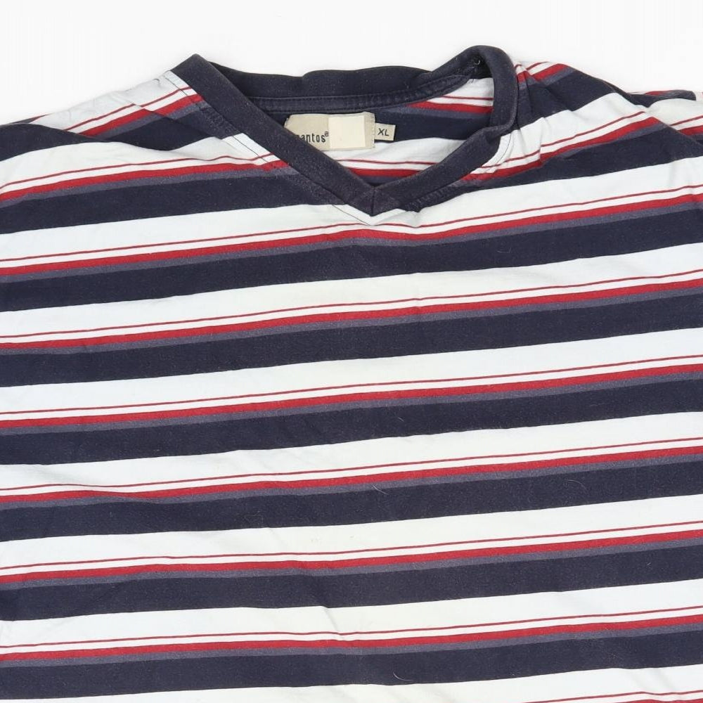 ZANTOS Mens Multicoloured Striped Cotton  T-Shirt Size XL Round Neck