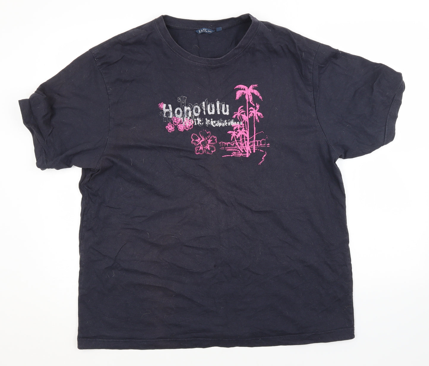 Easy Mens Grey  Cotton  T-Shirt Size XL Round Neck  - Honolulu