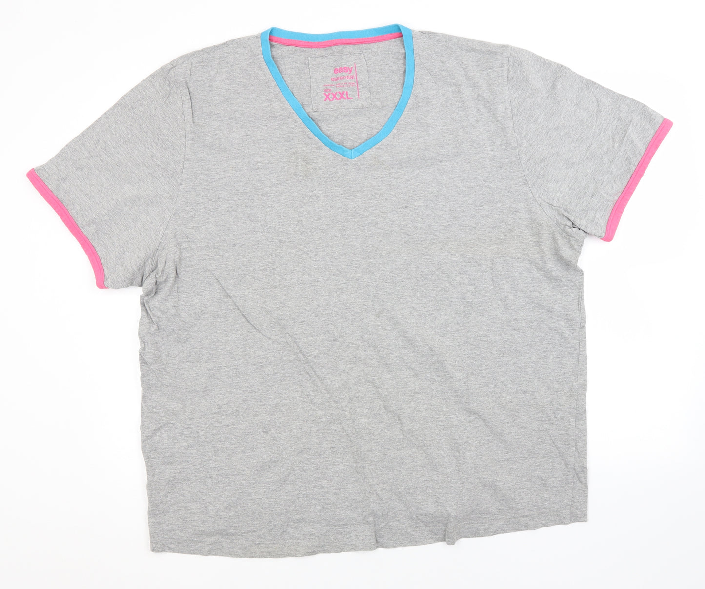 Easy Mens Grey  Cotton  T-Shirt Size 3XL V-Neck