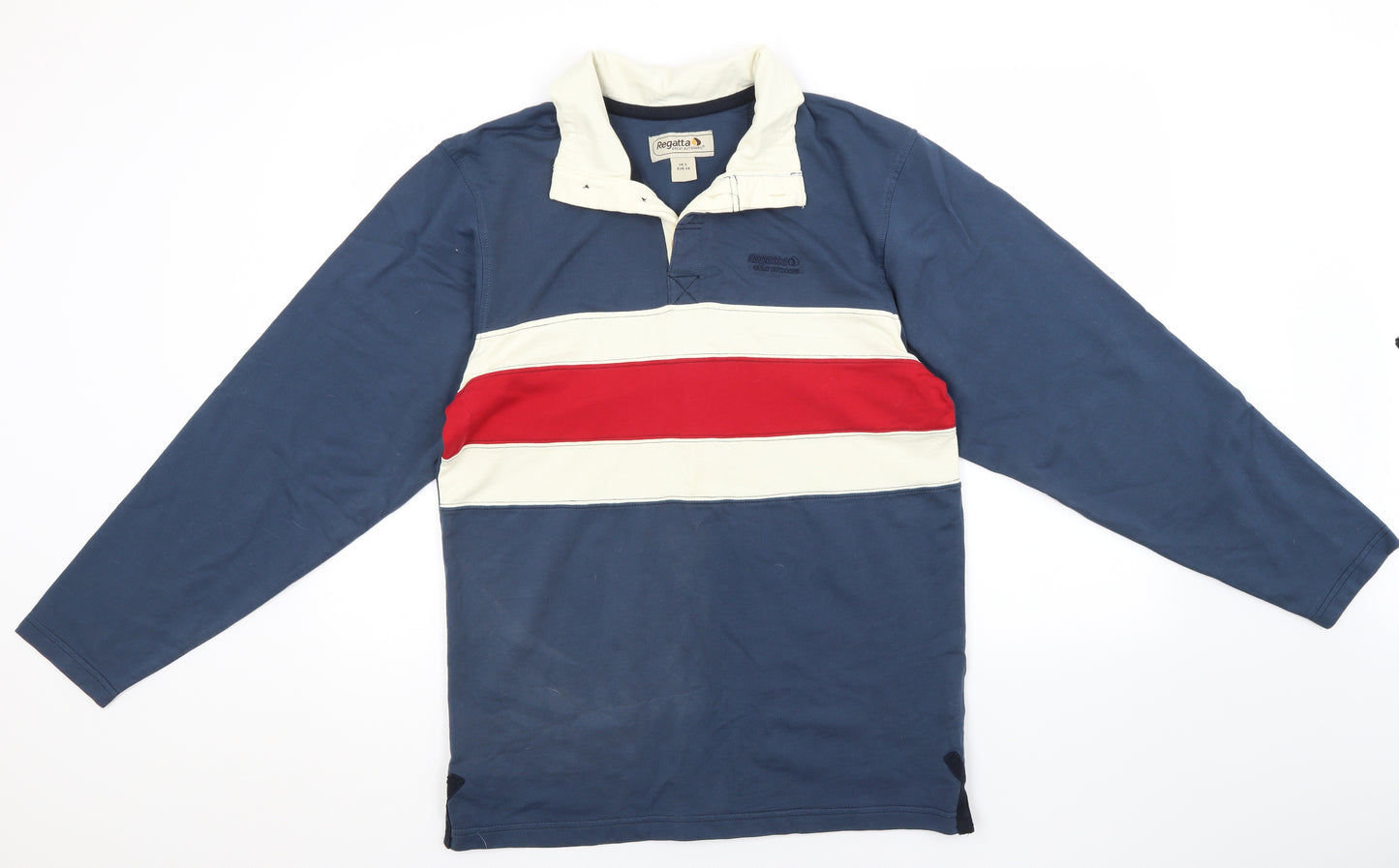 Regatta Mens Blue Collared  Cotton Pullover Jumper Size S