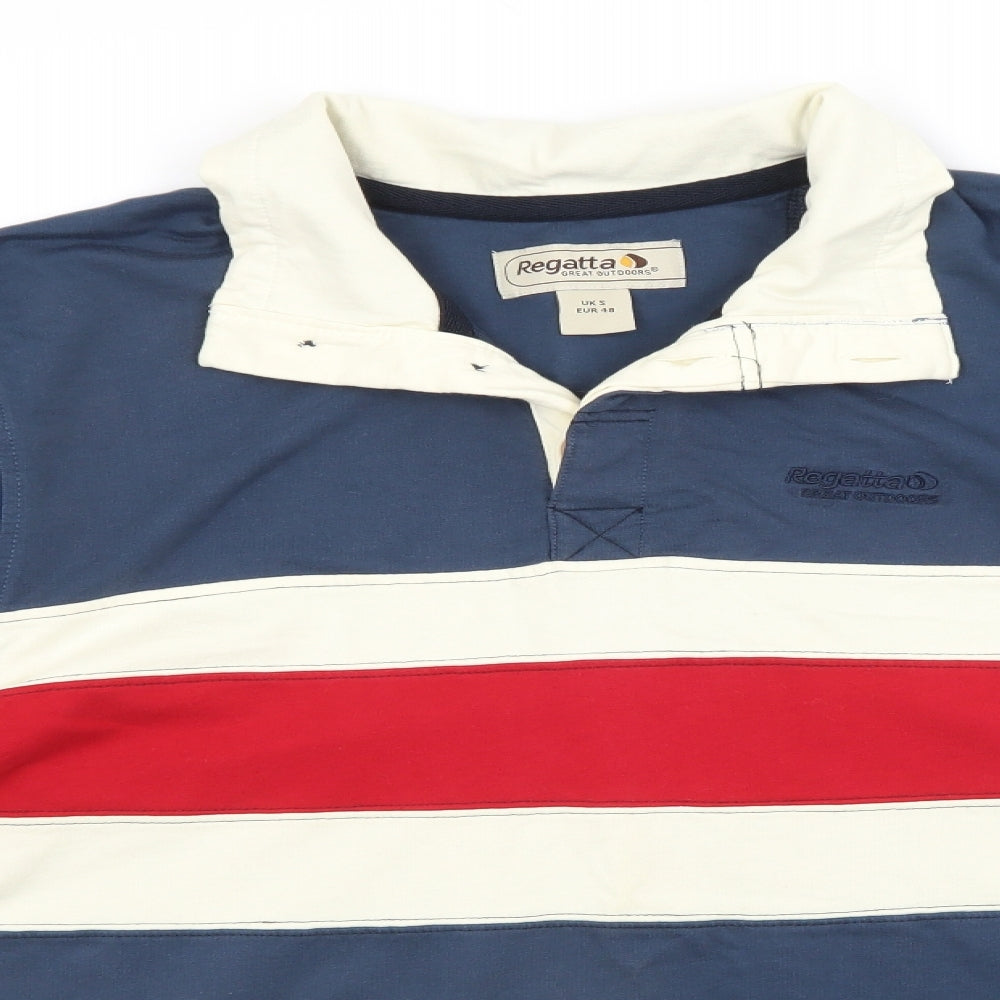 Regatta Mens Blue Collared  Cotton Pullover Jumper Size S